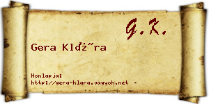 Gera Klára névjegykártya